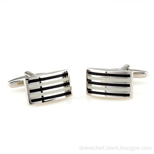 Custom Stripe Silver/Copper/Stainless Steel Cufflinks Wholesale Mens Cufflinks